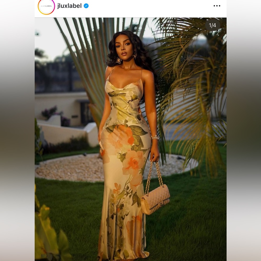 JLUX LABEL Ivory Summer Bloom Maxi Dress